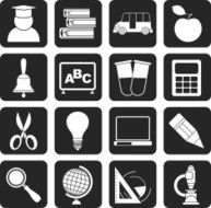 Silhouette education and school icons