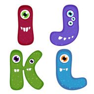 Funny Toothy Monster Alphabet from I to L