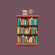 Flat Design Book Cabinet Vector Illustration