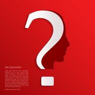 Vector question mark human head symbol on red background