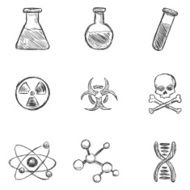 Vector Set of Sketch Chemistry Icons N2