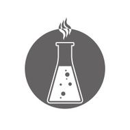 Chemical flask with reaction vector icon N3