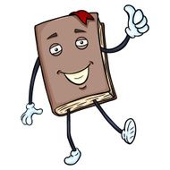 Vector Cartoon Character - Lively Brown Book with Thumb Up N2
