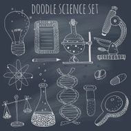 Doodle science set on blackboard