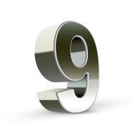 3d silver steel number 9 N2