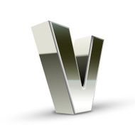 3d silver steel letter V