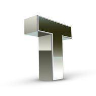 3d silver steel letter T