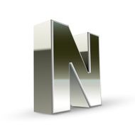 3d silver steel letter N N3