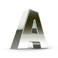 3d silver steel letter A