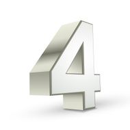 3d shiny silver number 4