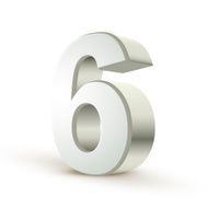 3d shiny silver number 6