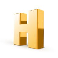 3d golden letter H N4