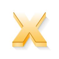 3d golden letter X N2