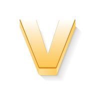 3d golden letter V N2