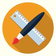 Vector pain brush and ruler icon