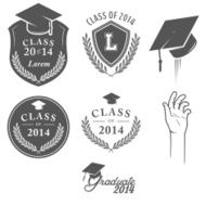 Set of vintage graduation labels badges and design elements
