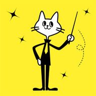 Business Cat holding a pointing stick
