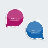 Red and blue shining bubble speech on a gray background