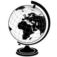 globe Europe Africa in black and white