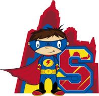 Cute Superhero Learning Letter S N26