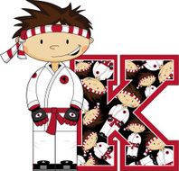 Little Karate Boy Learning Letter K N11