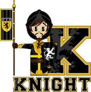 Medieval Banner Knight Learning Letter K N3