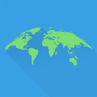 Stylish world map in green bulk form flat design