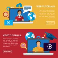 Flat education training online tutorial e-learning concept