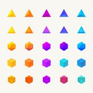Polygon 3d objects set Vector icons