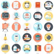 Education theme flat style colorful vector icon set for info N5