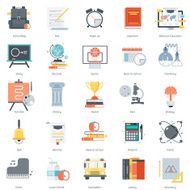 Education theme flat style colorful vector icon set for info N6