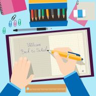 Back to school concept design Background with pencils book and N2