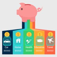 Money saving planning infographics template N2