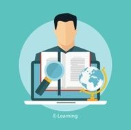 E-learning online education concept flat styled icon N3