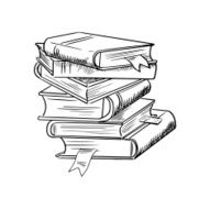 Stack of books with bookmarks