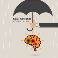 Creative brain protection abstract vector logo design