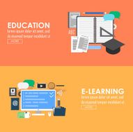 Education and e-learning vector banner Online learning flat design