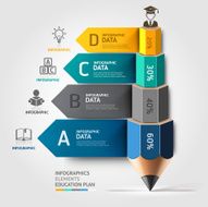 Business education pencil staircase Infographics option Vector N6