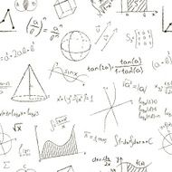 Chalk drawing effect Math formulas and graphs on white background N2