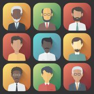 Icons Set of Persons Male Different Ethnic N2