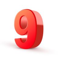 3d shiny red number 9 N5