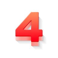 3d shiny red number 4 N2