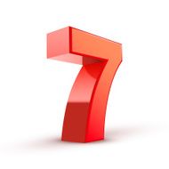 3d shiny red number 7 N4