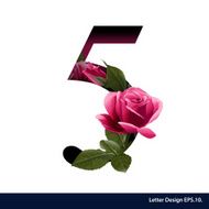 Alphabet number five with flower Vector illustration N2