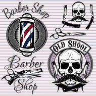 set of emblems on a theme barber shop