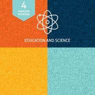 Thin Line Education Science School Patterns Set