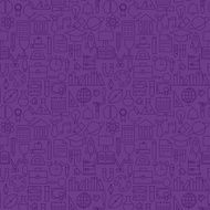 Thin School Line Education Knowledge Purple Seamless Pattern