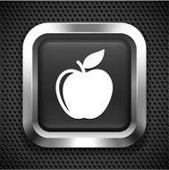 Apple on Black Square Button N2