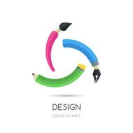 Vector looped logo design Pen pencil and brush infinity icon