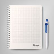 Spiral notebook with the white ballpoint pen Vector illustration